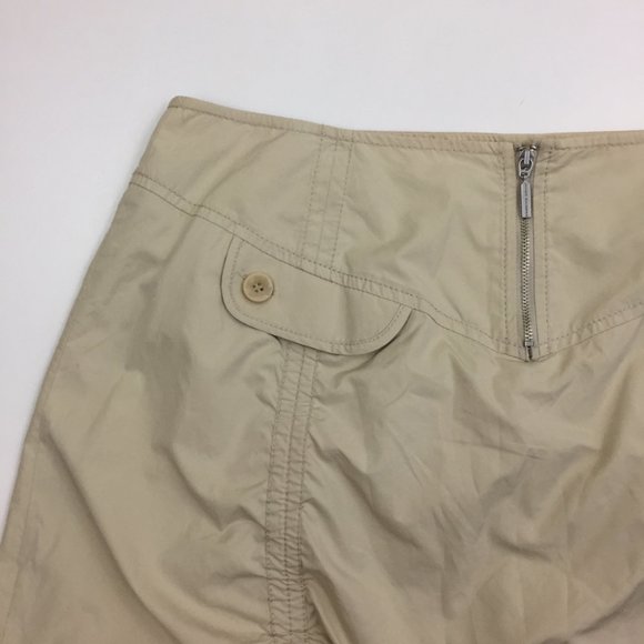 NWT JAVIER SIMORRA Beige/Sand Adj Drawstring  Exposed Zipper Front Lined Skirt - Picture 8 of 13